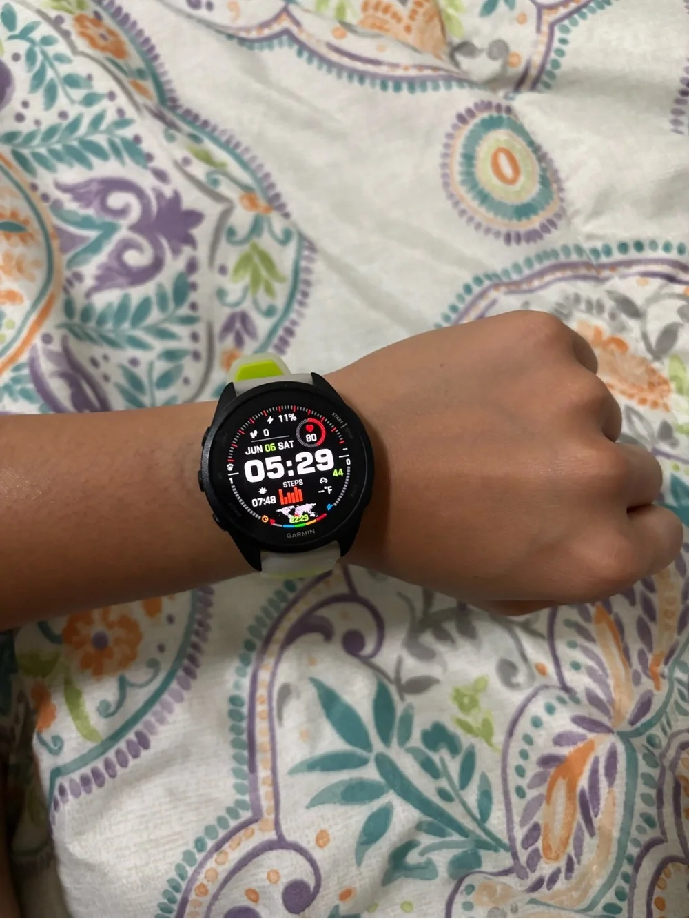 Garmin Black Forerunner 165 Smartwatch with Lime Green Accent